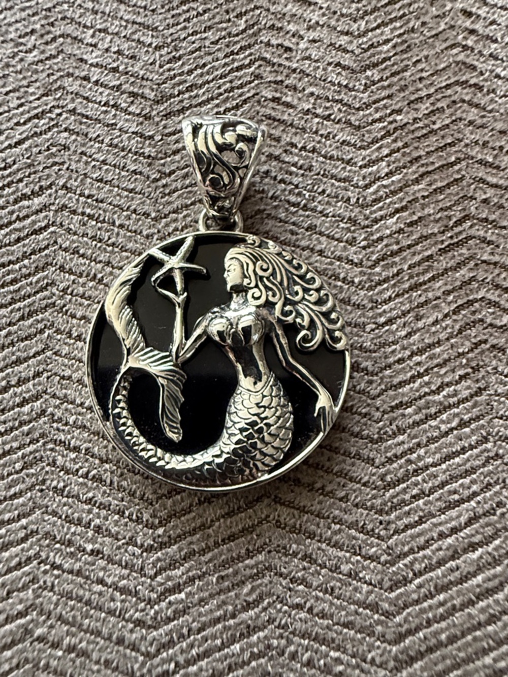 Sterling Silver & Black Onyx Mermaid Pendant - NEW!
